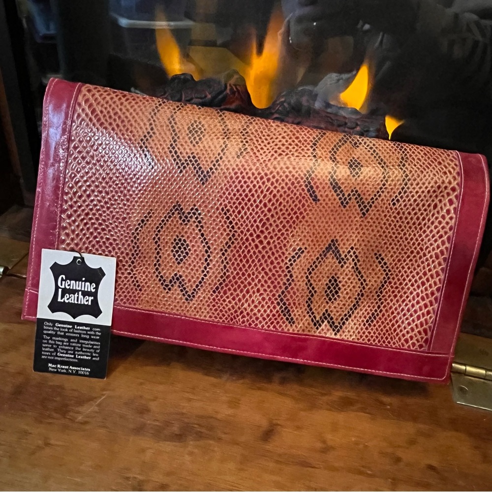Vintage Genuine Leather Python Print Clutch – Made in India